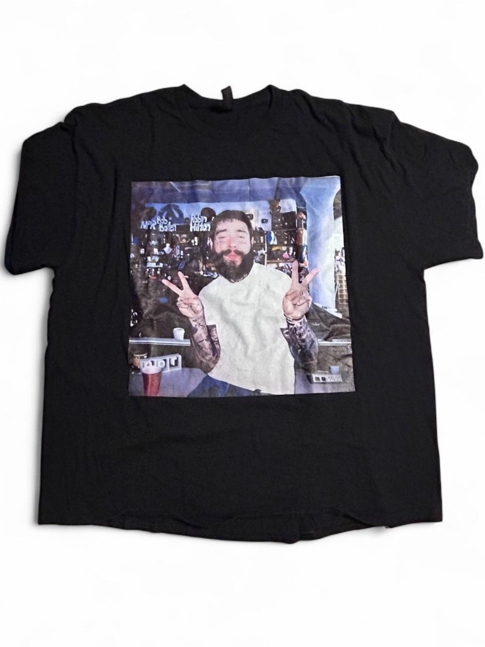 Gildan Black Short Sleeve Tee with Post Malone NPR Tiny Desk Photo - Size 2X